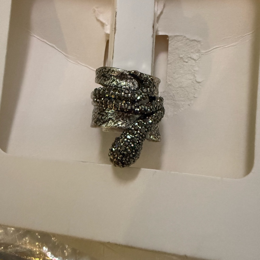 Sparkling Silver Snake Ring size Medium
